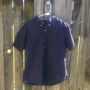 Men Short Sleeve Casual Shirt - Blue Large